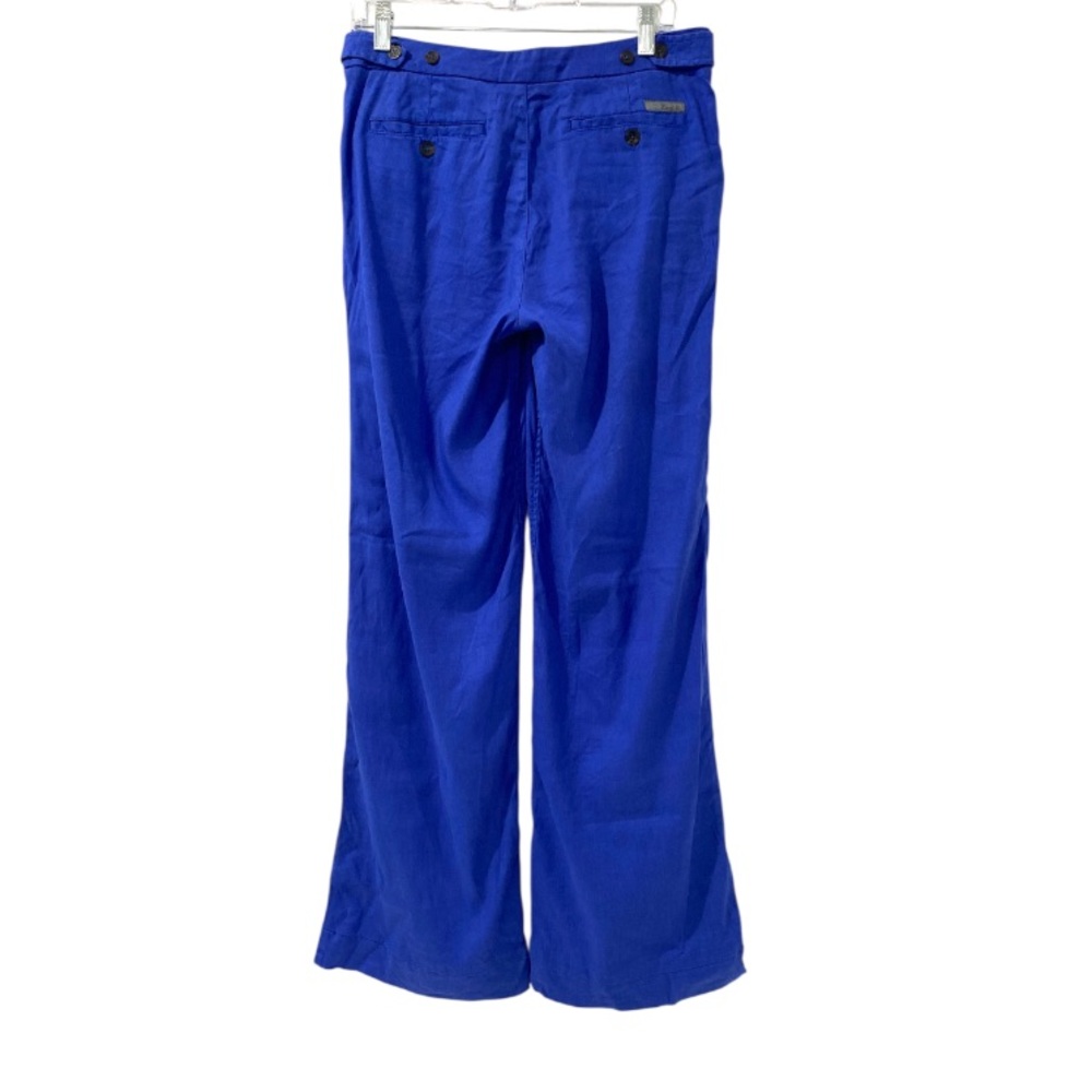 Level 99 Anthropologie Blue Linen Blend Wide Leg Trousers Size 29 - Picture 3 of 15